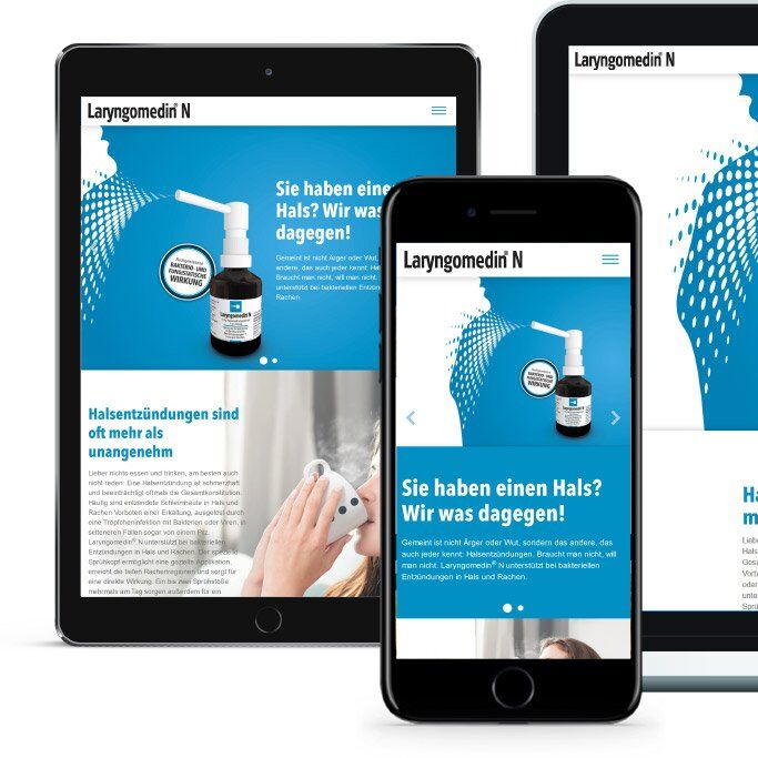 Ansichten der Website als Screens im Smartphone
