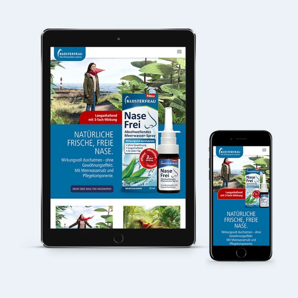 Ansicht der Website als Screen im Monitor