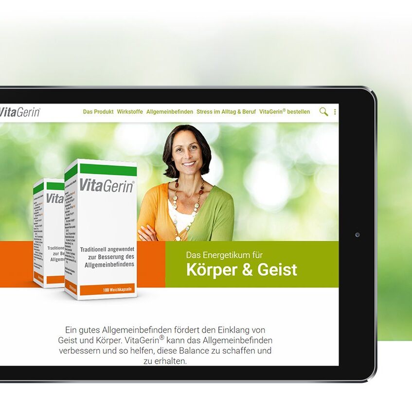 Ansicht der Website als Screen im Monitor